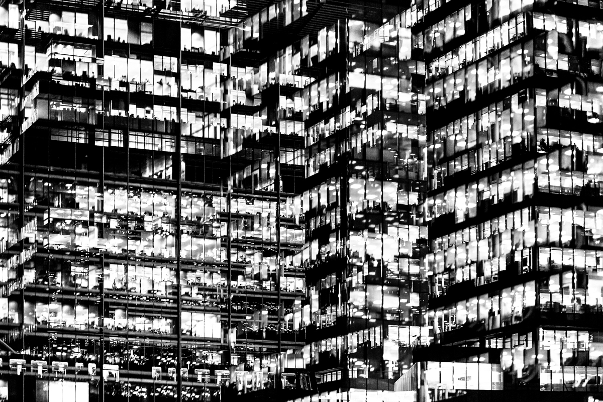 Multiple exposure photograph of property development, London