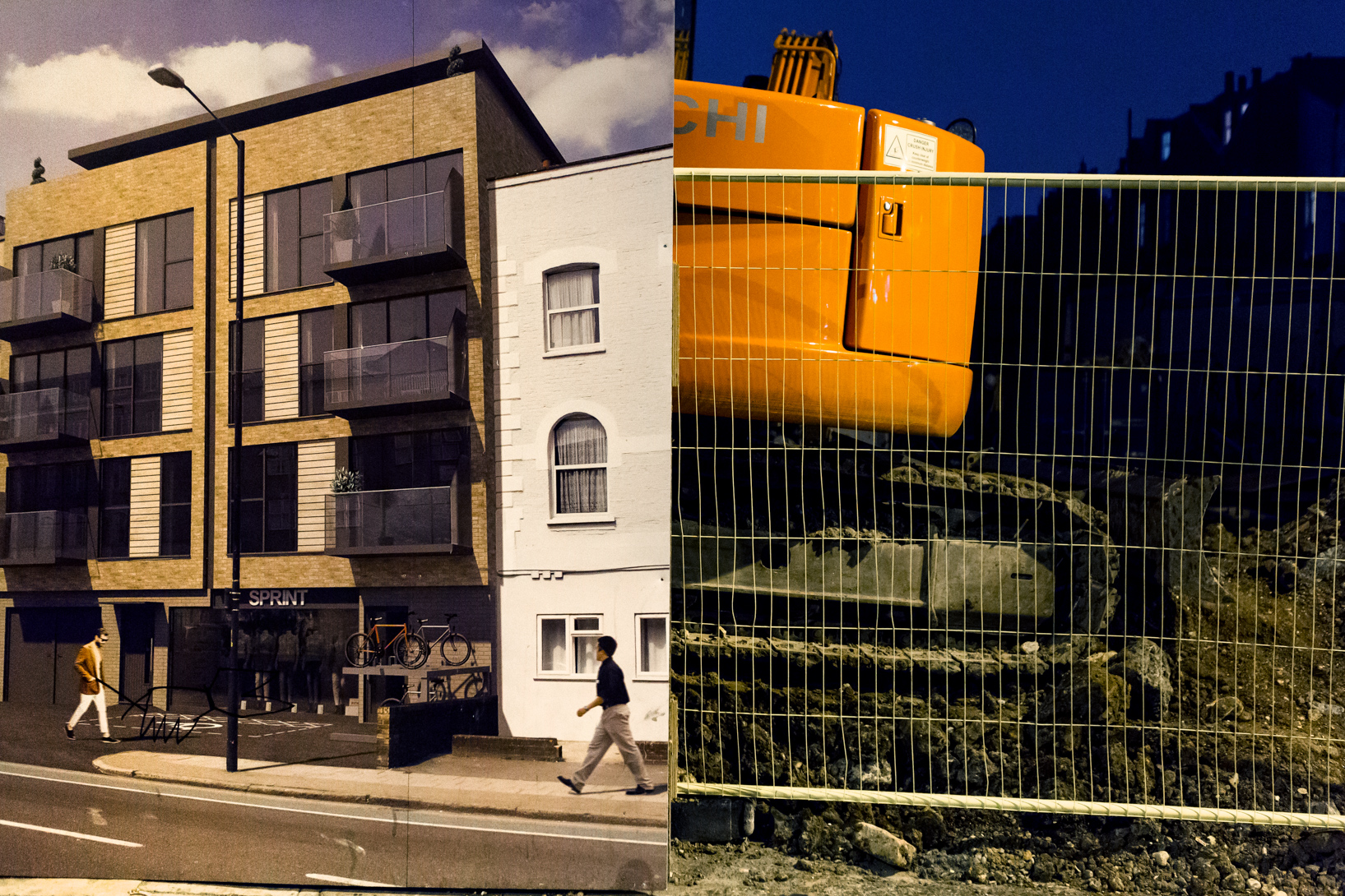 Multiple exposure photograph of property development, London